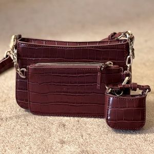 Zara 3 pc set croc shoulder crossbody bag